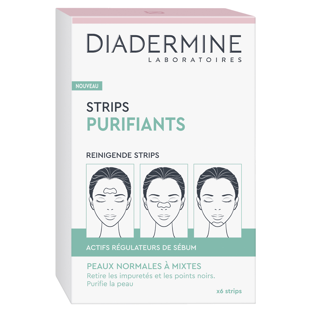 Strips purifiants pour peaux normales et mixtes Demo Fraîcheur DIADERMINE, boite de 6