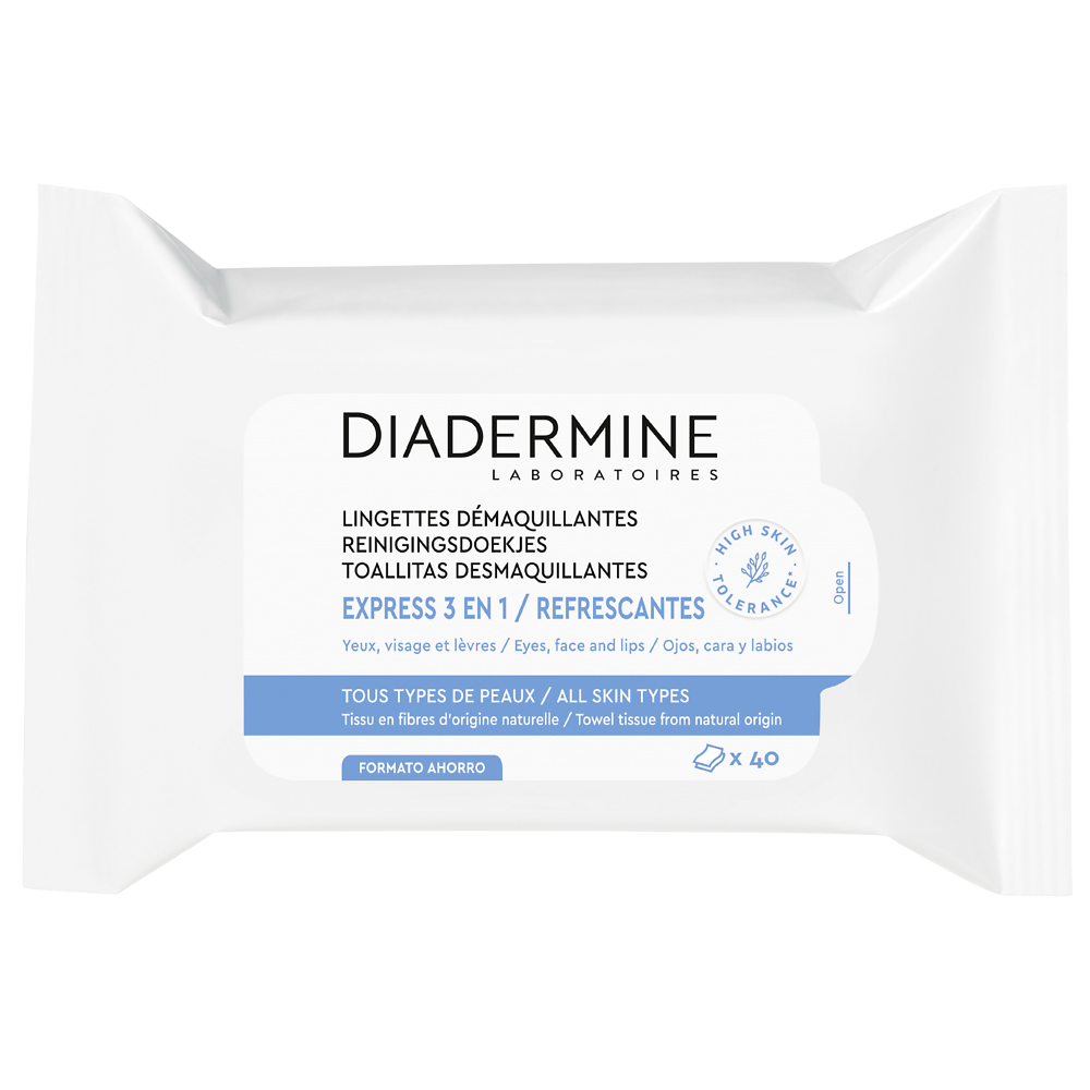 Lingettes démaquillantes pour le visage et les yeux DIADERMINE, x40