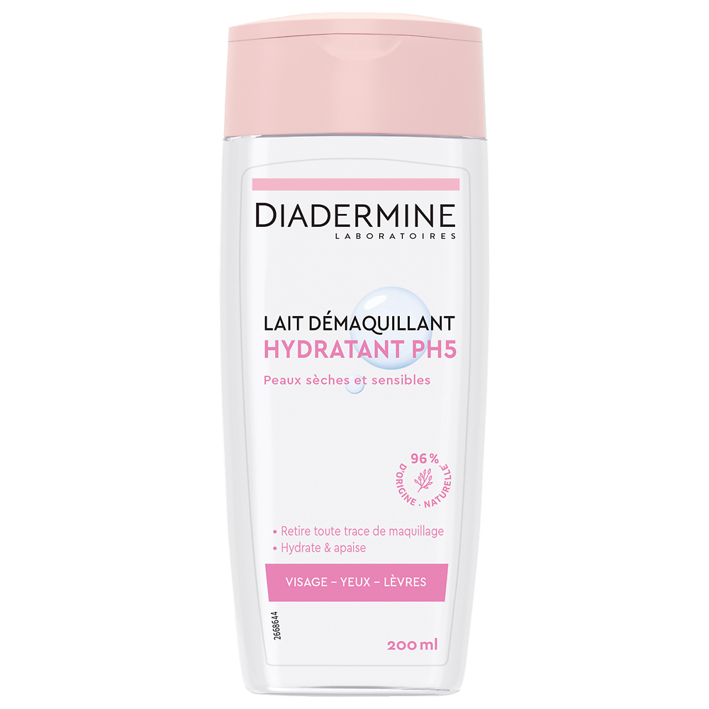 Lait démaquillant hydratant DIADERMINE, flacon de 200ml