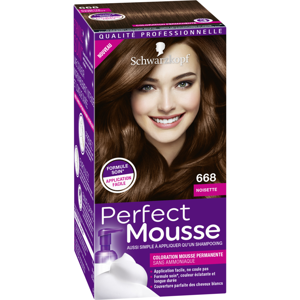 Coloration permanente 668 noisette SCHWARZKOPF PERFECT MOUSSE - 182ml