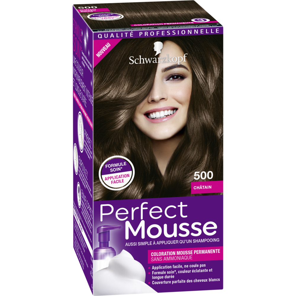 Coloration permanente 500 châtain SCHWARZKOPF PERFECT MOUSSE - 182ml