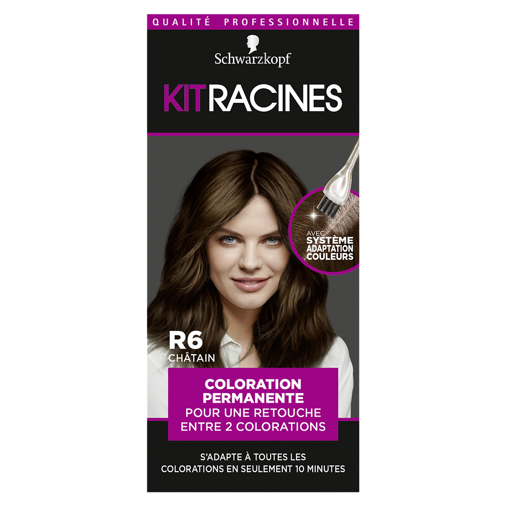 Coloration permanente 6 châtain naturel SCHWARZKOPF KIT RACINES - 70g