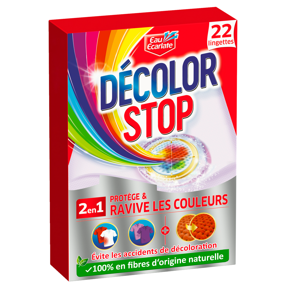 Lingette anti-décoloration ravive couleurs DECOLOR STOP - 22 lingettes