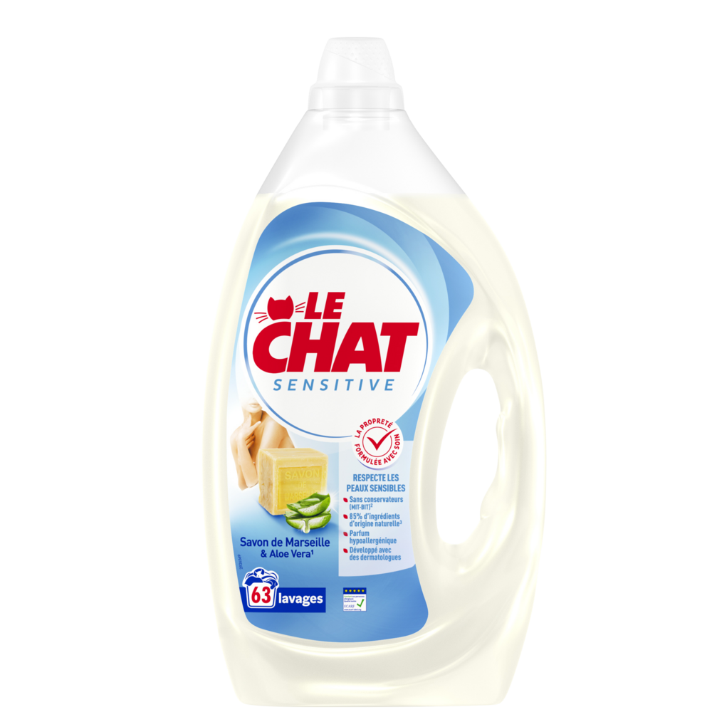 Lessive liquide LE CHAT Sensitive Marseille 2,835L 63 lavag.