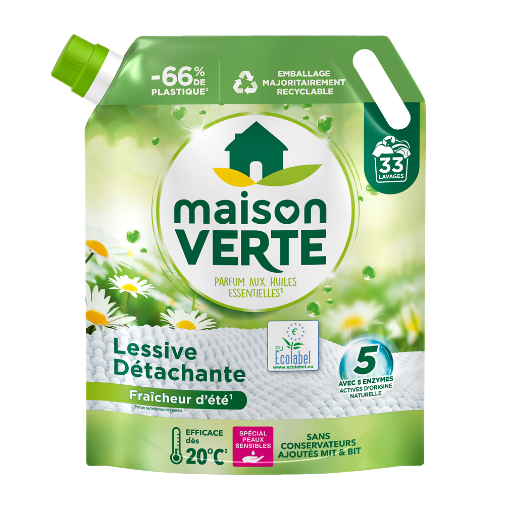 Lessive capsule doypack fraîcheur d'été MAISON VERTE - 33 Lavages