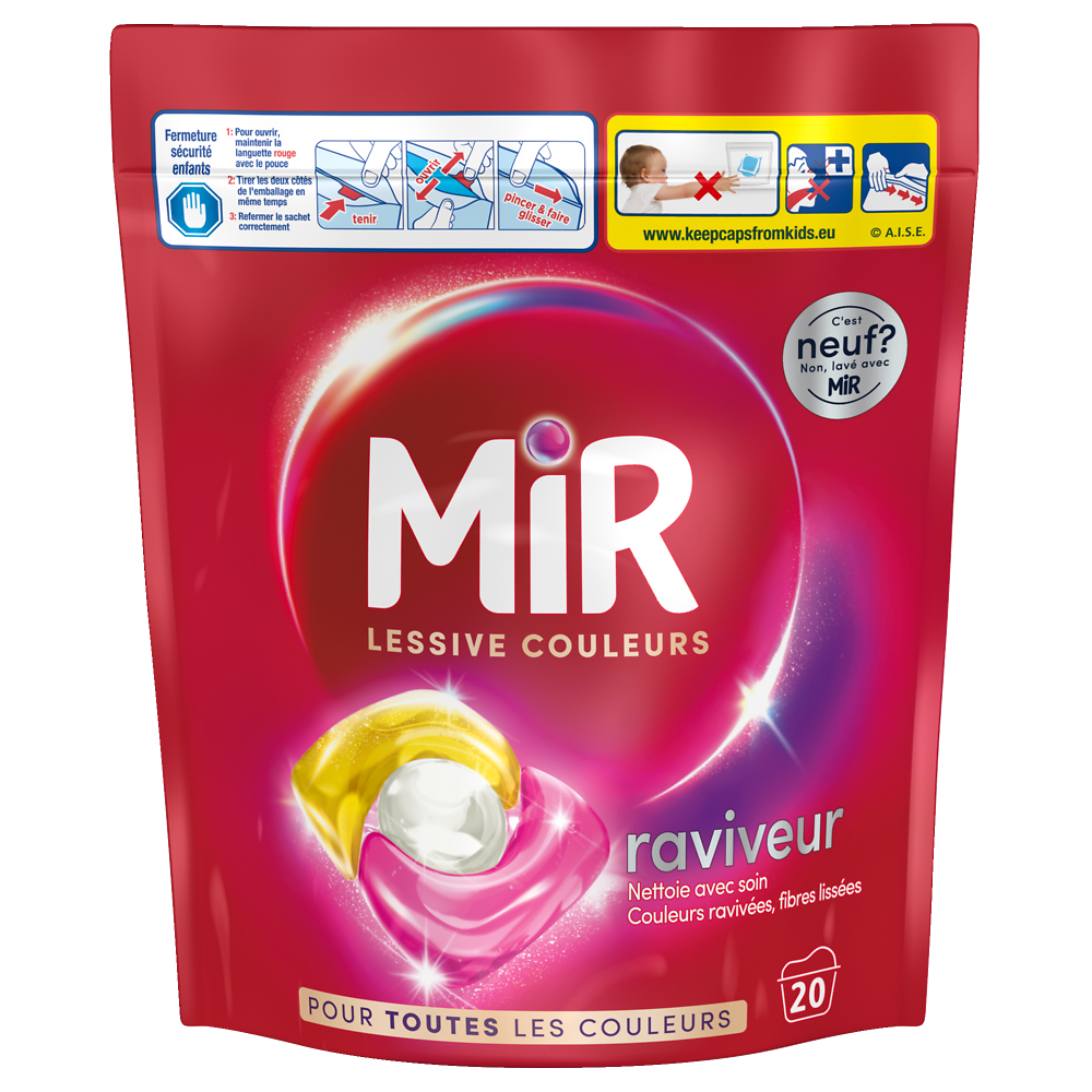 Lessive capsule ravive les couleurs formule 3 en 1 MIR LESSIVE - X20