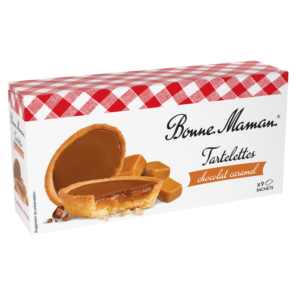 Biscuits Tartelettes chocolat au lait caramel BONNE MAMAN, 135g