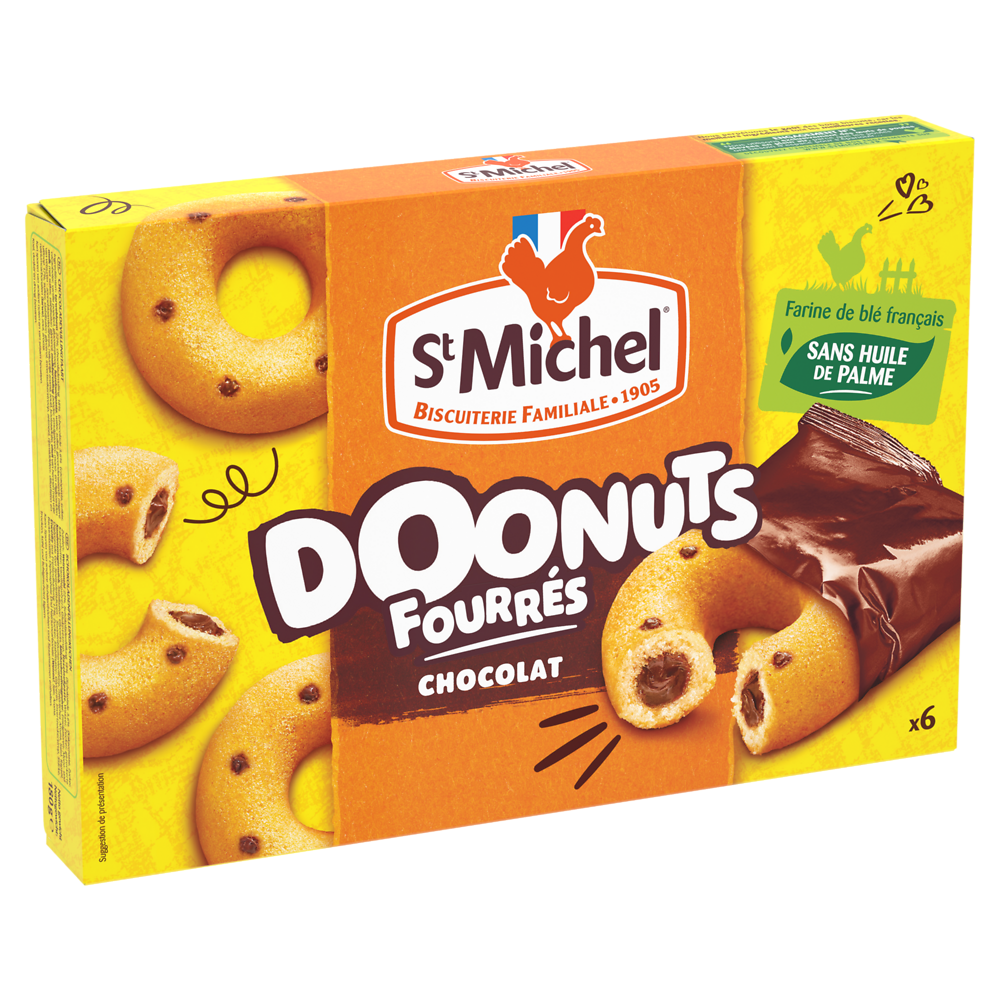 Doonuts fourrés chocolat SAINT MICHEL, paquet de 180g