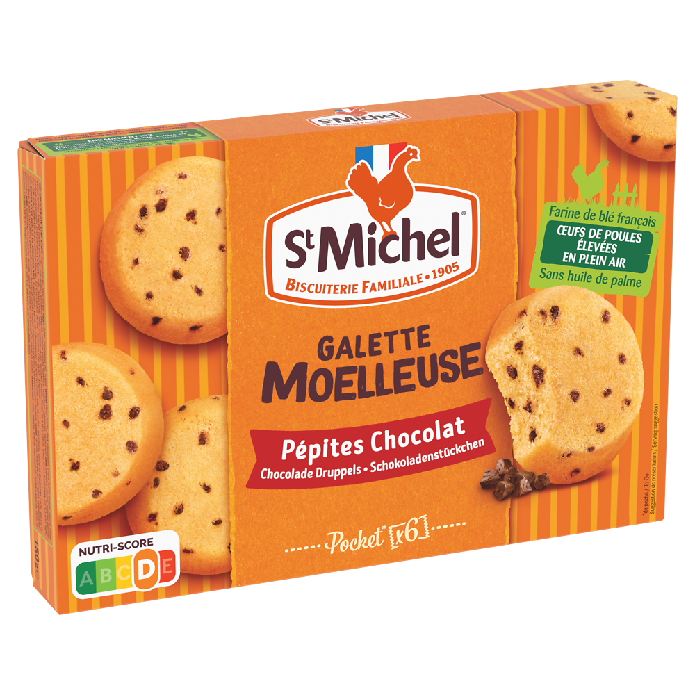 Biscuits Galettes moelleuse pépites chocolat ST MICHEL 180g