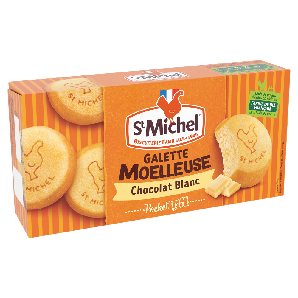 Biscuits Galettes moelleuse nappée au chocolat blanc ST MICHEL 180g