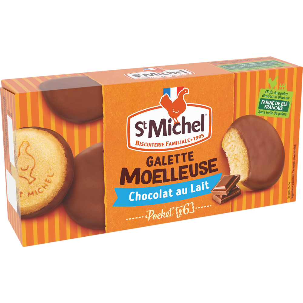 Biscuits Galettes moelleuse nappée au chocolat au lait ST MICHEL 180g