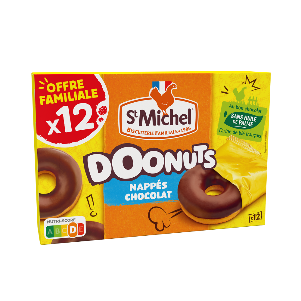 Doonuts nappés chocolat SAINT MICHEL, 360g format familial