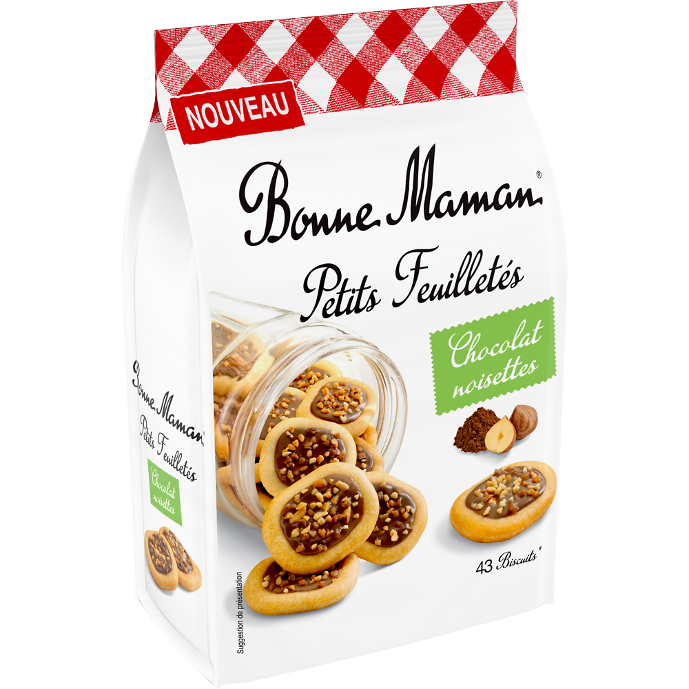 Biscuits petits feuilletés fourrés chocolat, BONNE MAMAN, 250g