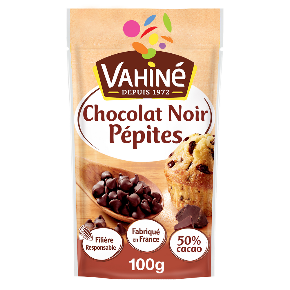 Pépites de chocolat VAHINE, sachet de 100g