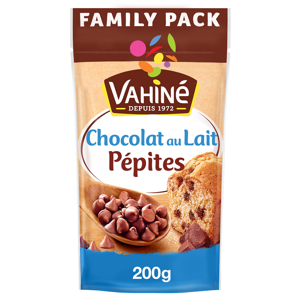 Pépites chocolat au lait VAHINE, sachet de 200g