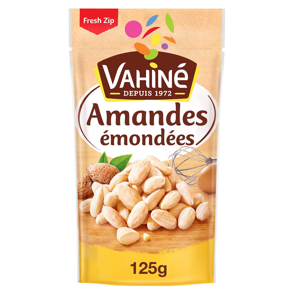 Amandes émondées VAHINE, sachet fresh zip de 125g