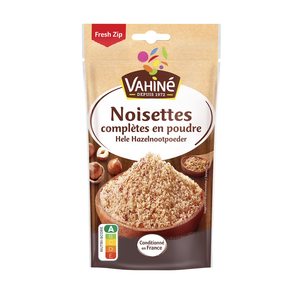 Noisettes complètes décortiquées en poudre brute VAHINE, 100g