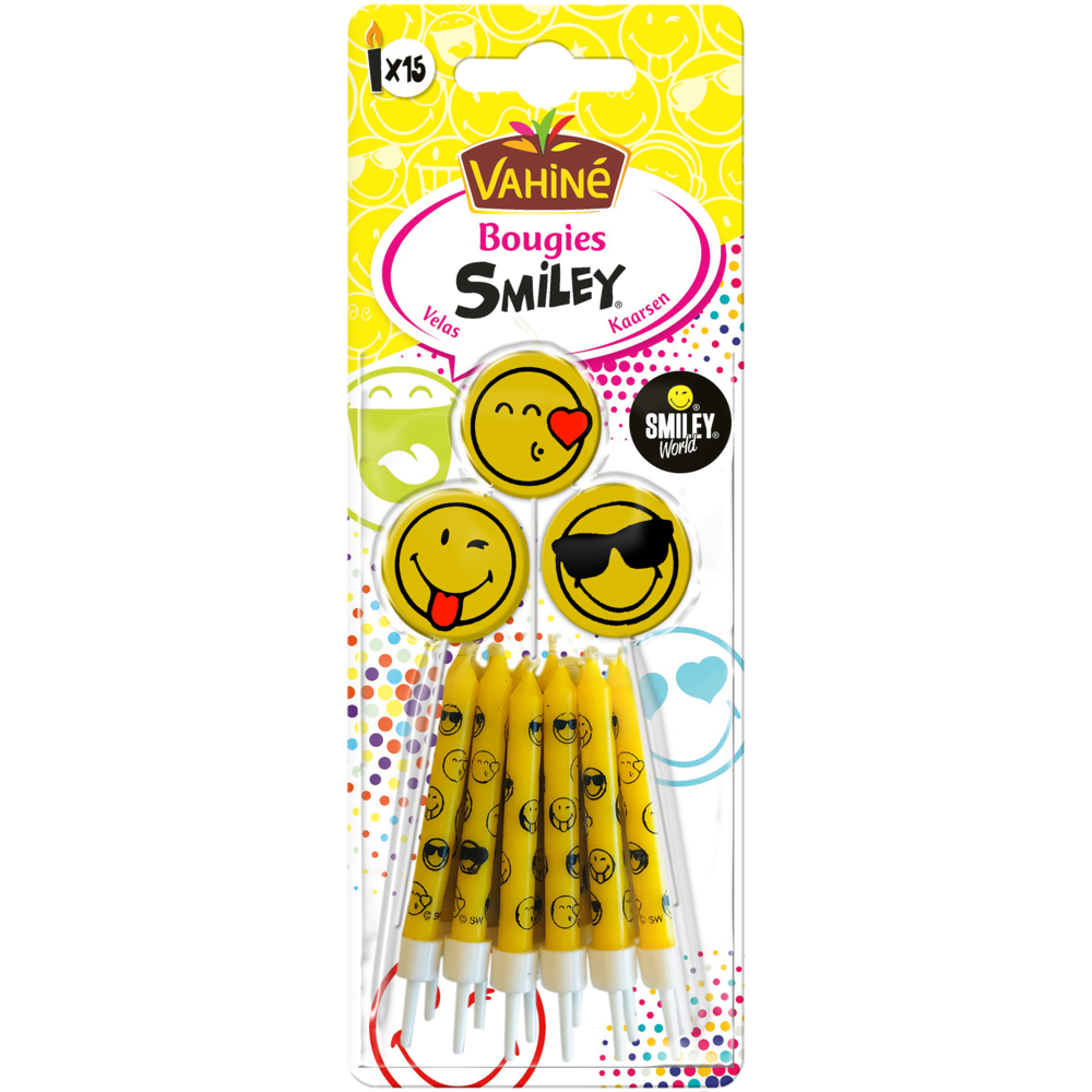 Bougies d'anniversaire smiley VAHINE