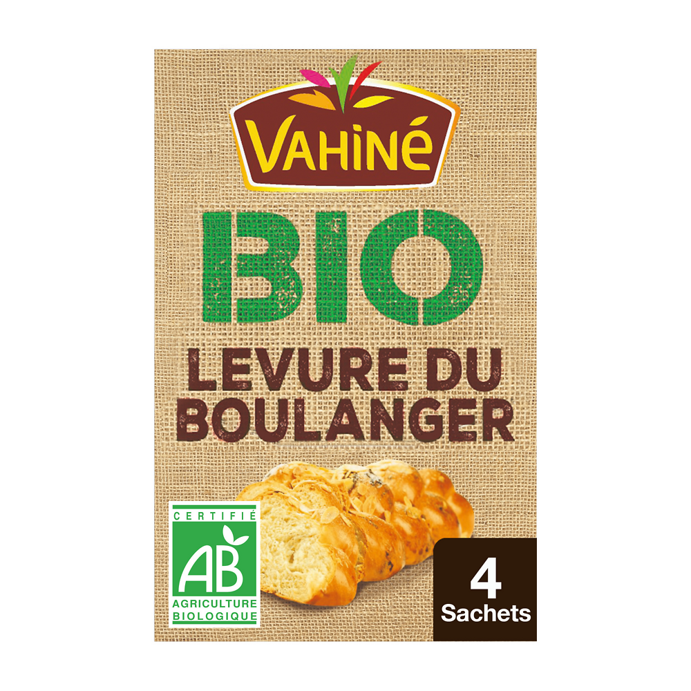 Levure du boulanger bio levée rapide VAHINE, 4 sachets de 4,5g, 18g