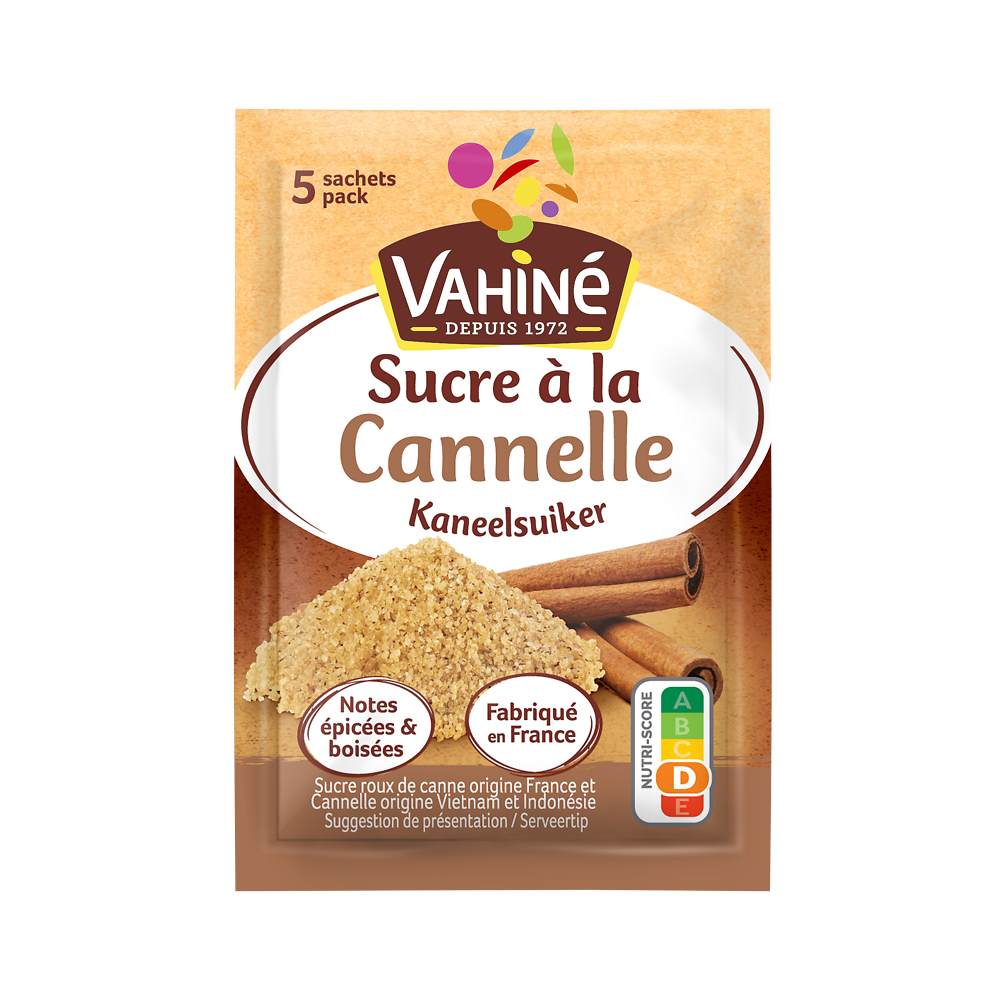 Sucre arômatisé à la cannelle VAHINE, 10 sachets, 75g