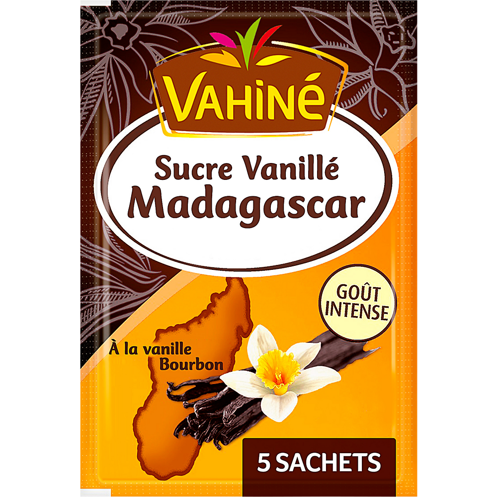 Sucre à la vanille de Madagascar VAHINE, 5 sachets, 37,5g