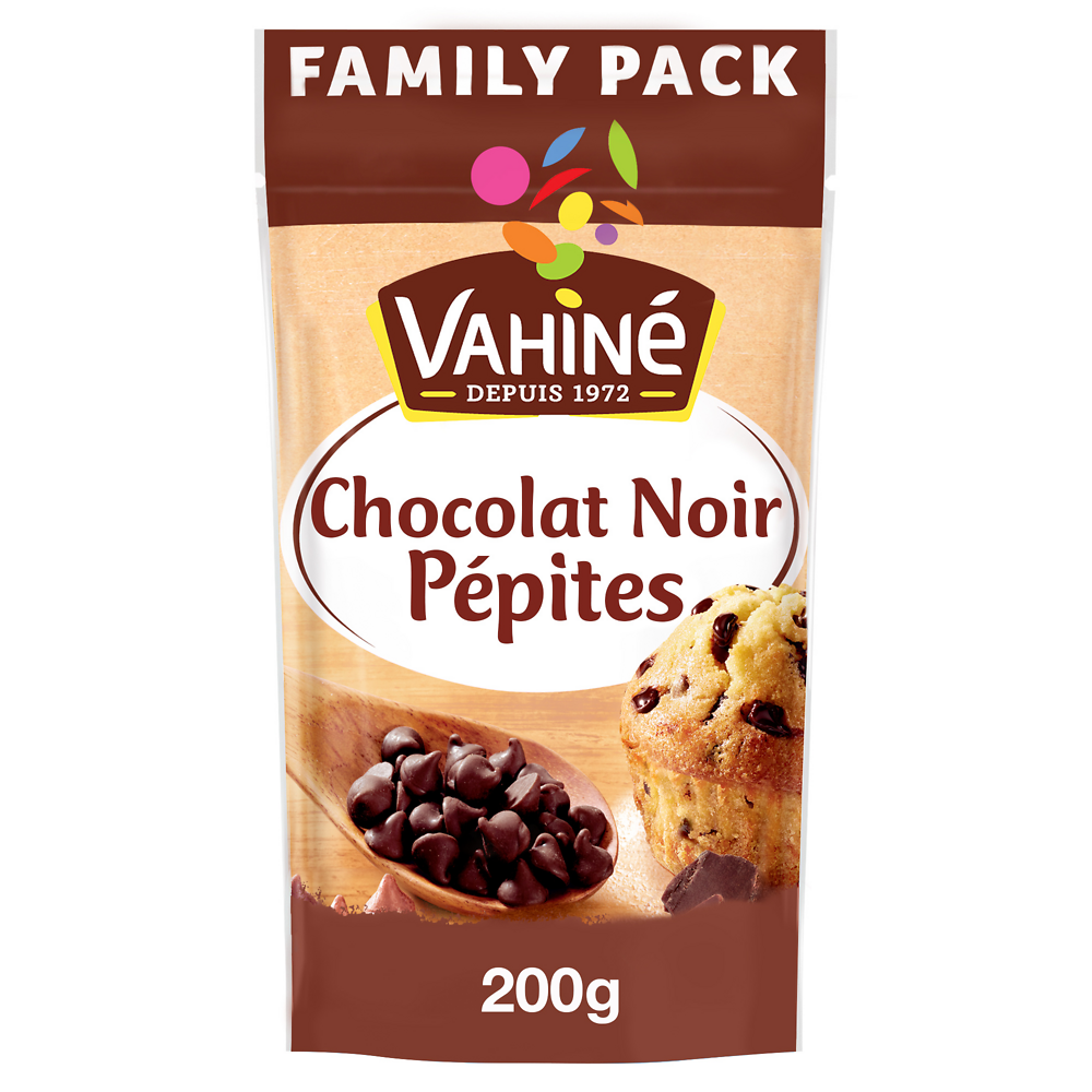 Pépites de chocolat noir VAHINE, sachet de 200g