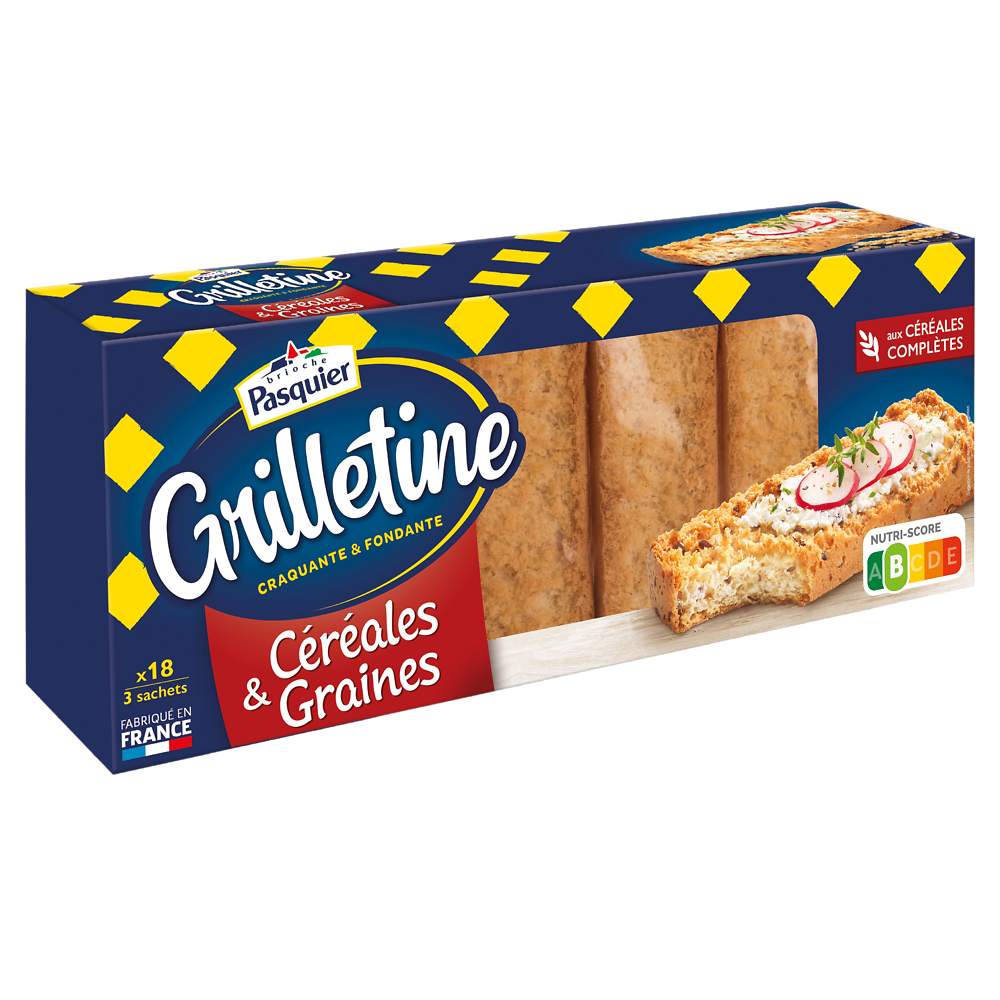 Tartines de pain grillées Céréales et graines Grilletine PASQUIER - Paquet de  255g