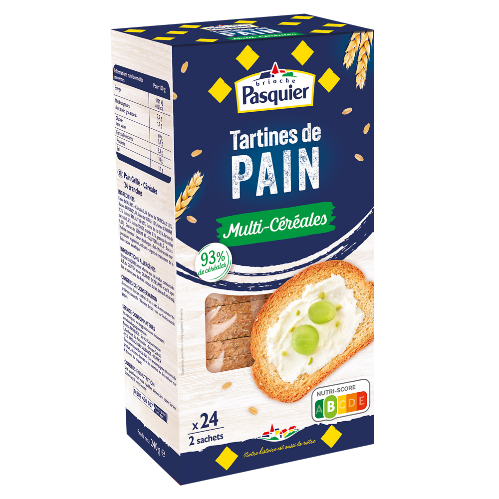 Tartines de pain aux multi-céréales PASQUIER x24tr.240g