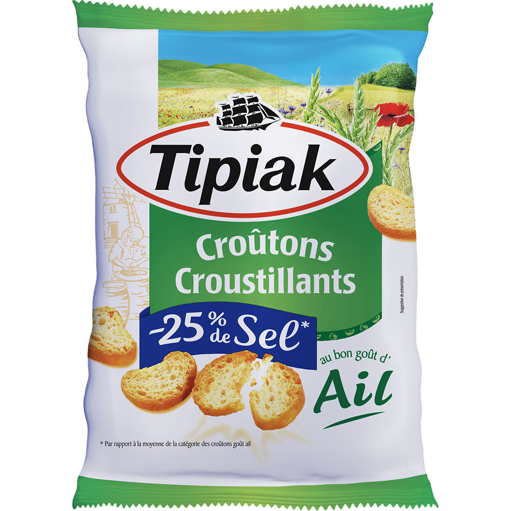 Croûtons ail -25% sel TIPIAK, 80g