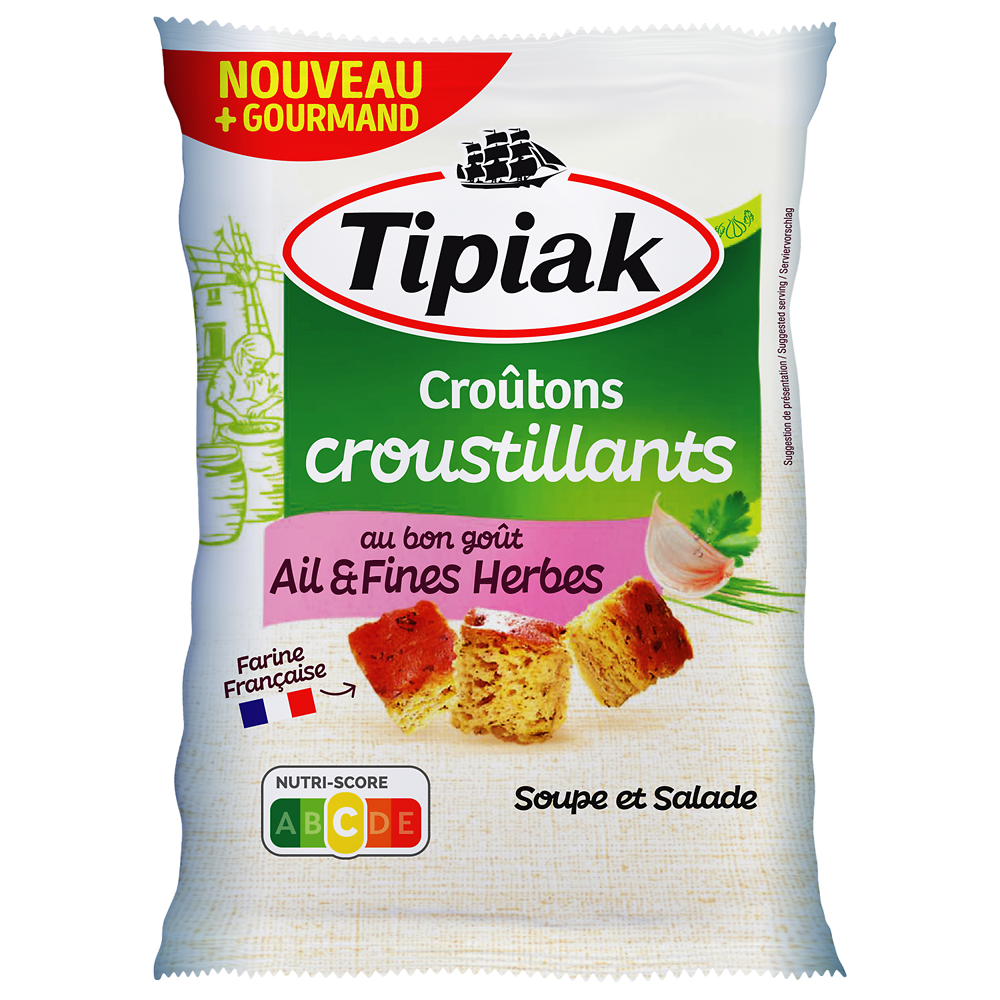 Croûtons salade ail & fines herbes TIPIAK, 100g