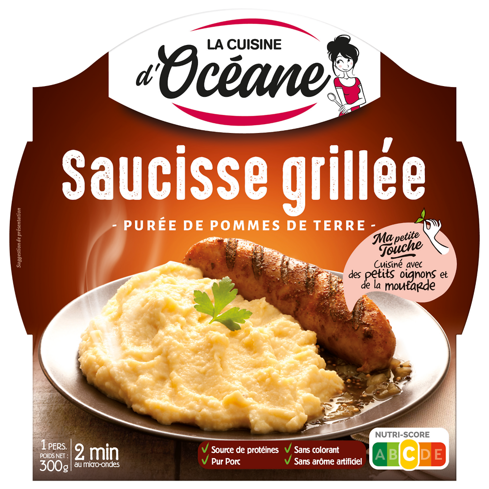 Saucisse grillée et purée de pomme de terre LA CUISINE D'OCEANE, 300g