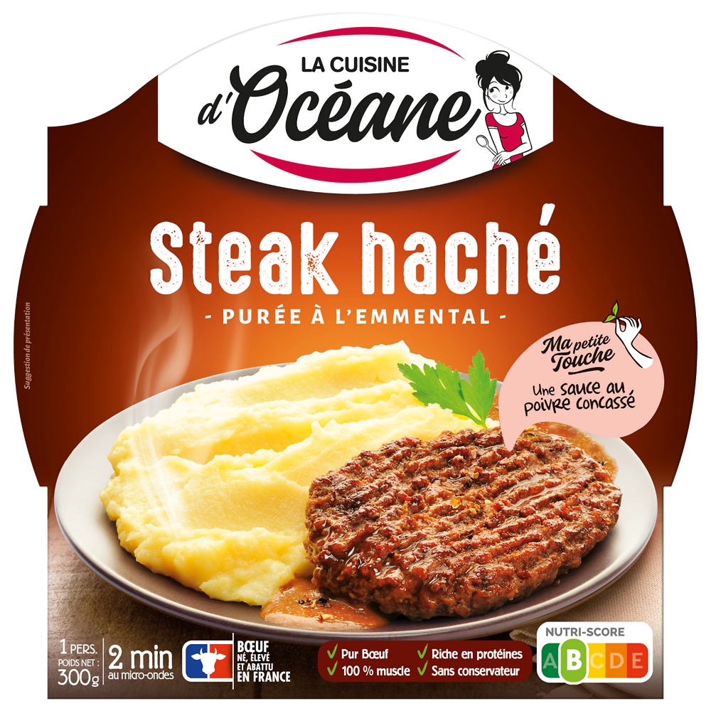 Steak haché purée à l'emmental LA CUISINE D'OCEANE, 300g