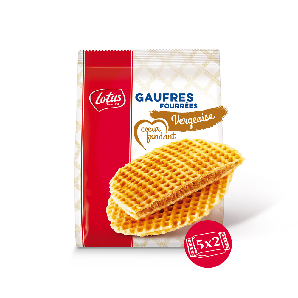 Gaufre coeur fondant vergeoise Lotus - 5 sachets de 2 - Le paquet de 310g