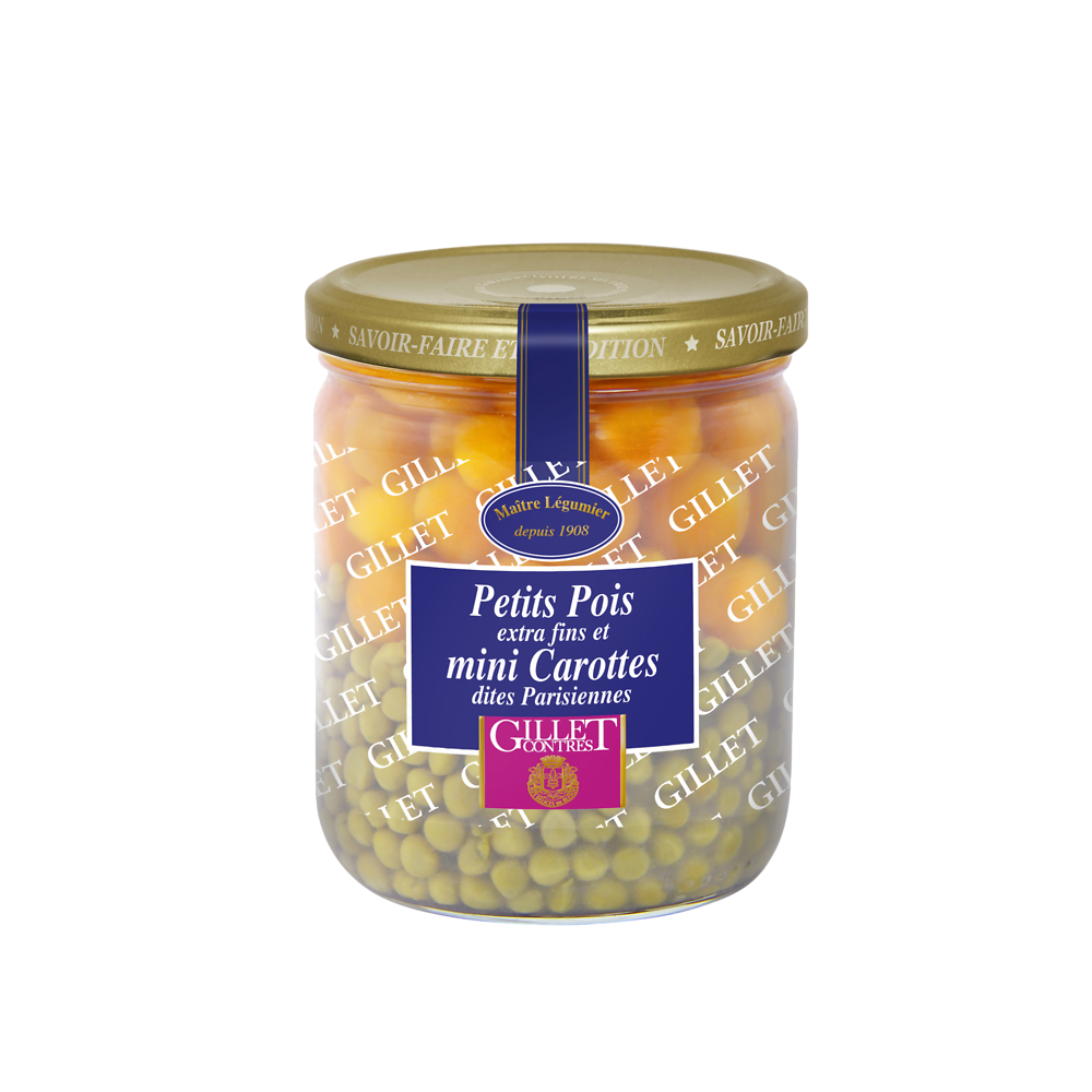 Petits pois extra fins et jeunes carottes GILLET CONTRES - Bocal 260g