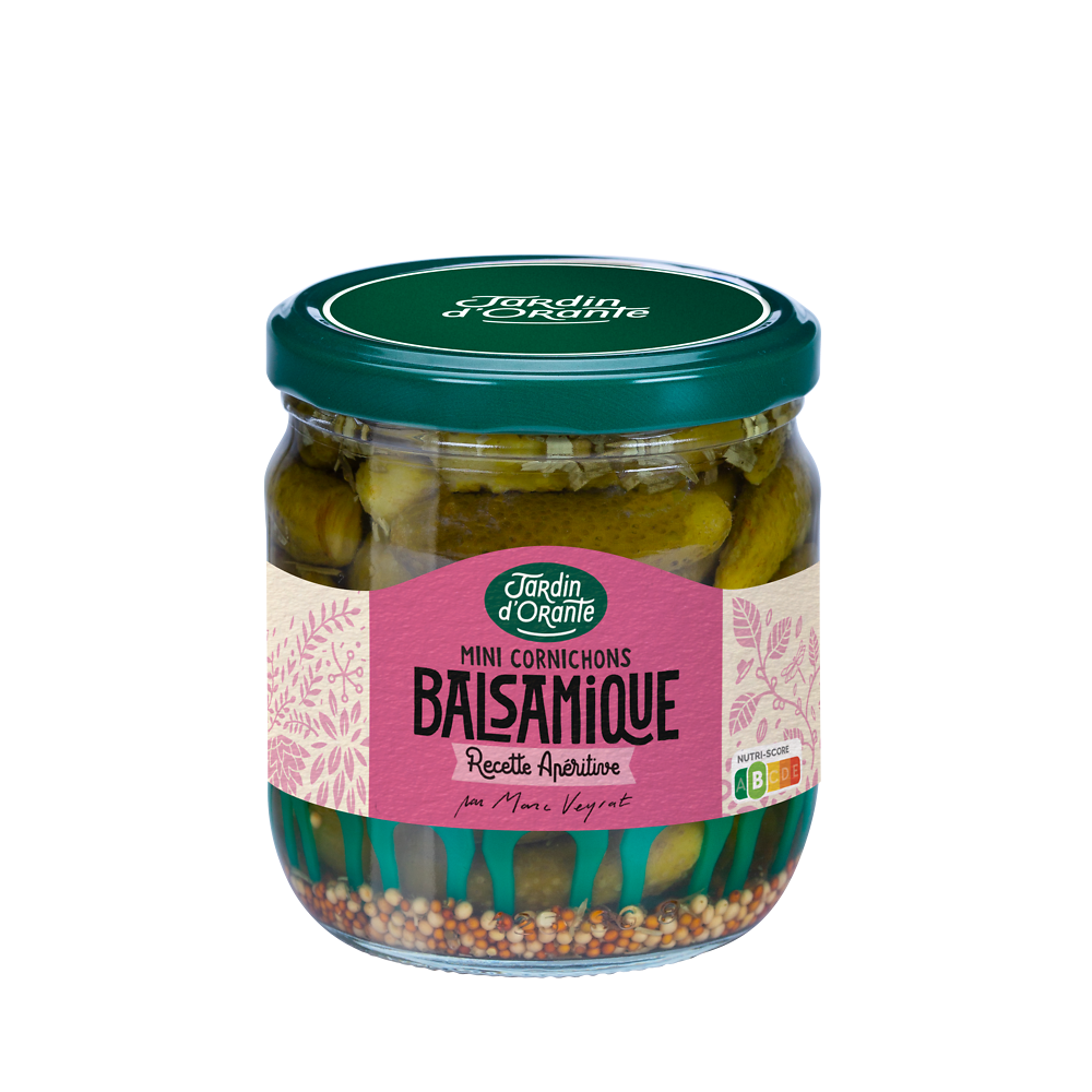 Cornichons balsamique LE JARDIN D'ORANTE, bocal de 37cl, 185g