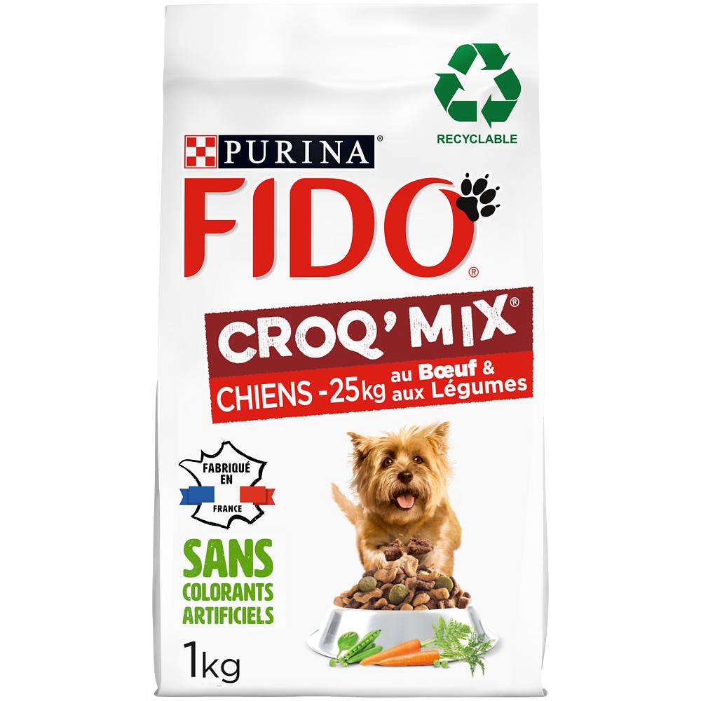 Croquettes pour chien adulte CROQ MIX Boeuf, Légumes FIDO - 1kg