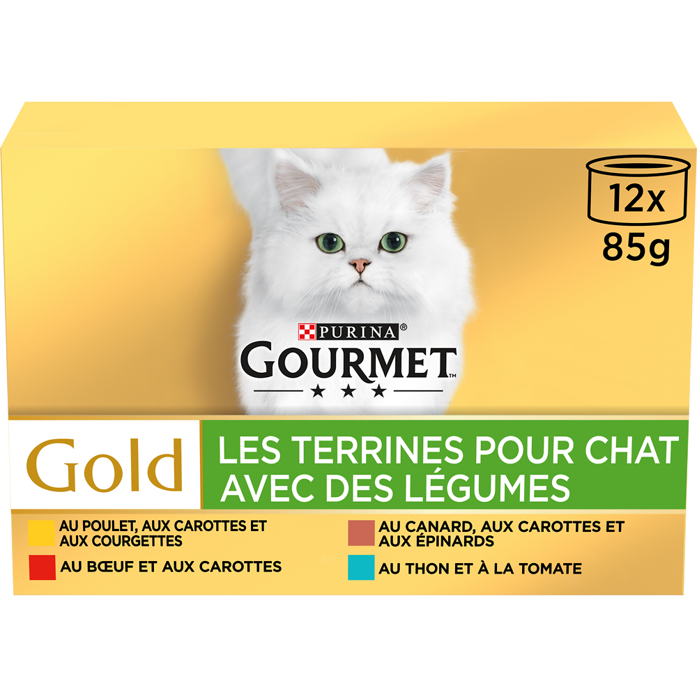 Sachets fraîcheur pour chat GOLD Les Terrines Légumes GOURMET - 12x85g