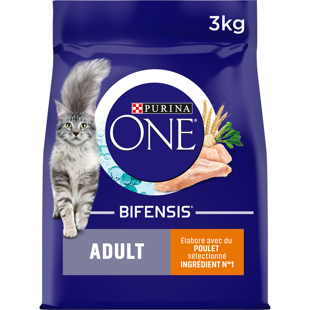 Croquettes pour chat adulte Poulet, Céréales Complètes PURINA ONE -3kg