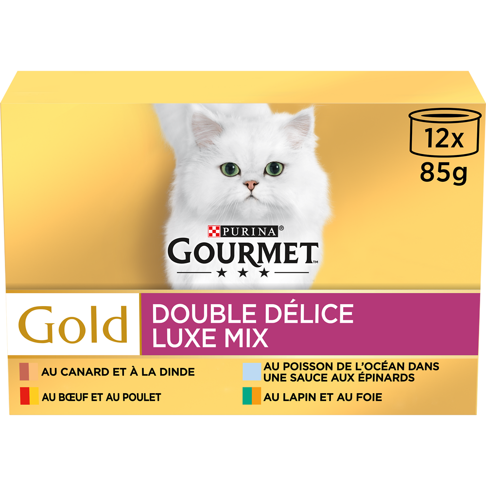 Sachets fraîcheur pour chat GOLD Double Délice GOURMET - 12x85g