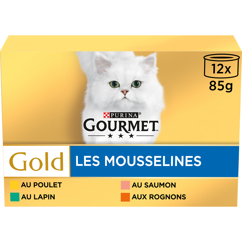 Sachets fraîcheur pour chat GOLD Les Mousselines GOURMET - 12x85g