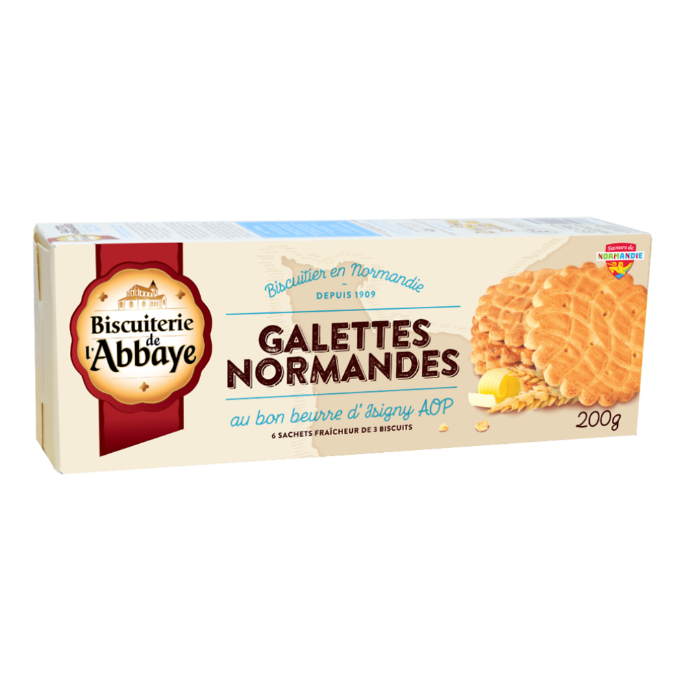 Biscuits Galettes normandes BISCUITERIE DE L'ABBAYE, étui de 200g