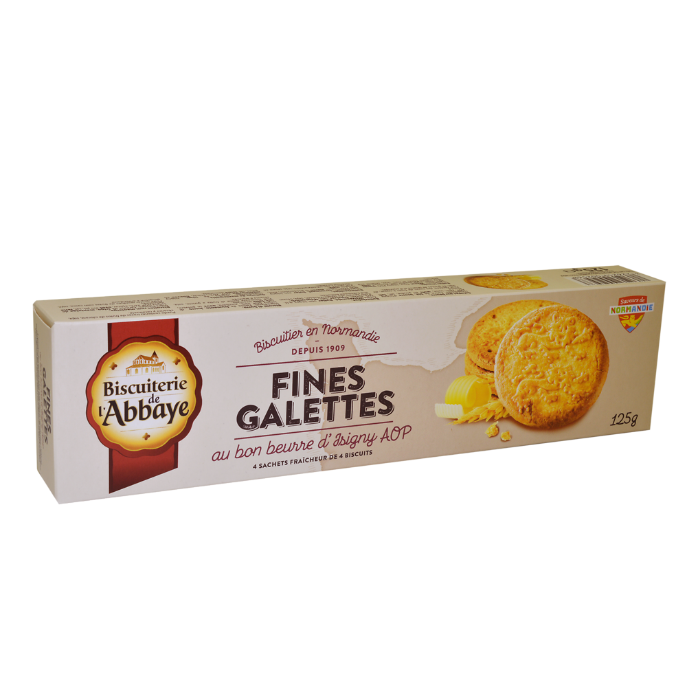 Biscuits Galettes au beurre d'Isigny BISCUITERIE DE L'ABBAYE, étui de125g