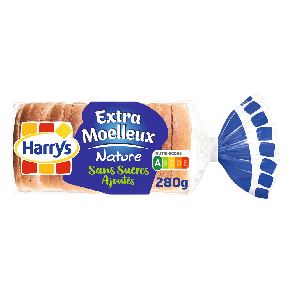 Pain de mie extra moelleux nature sans sucres ajoutés HARRYS, 280g