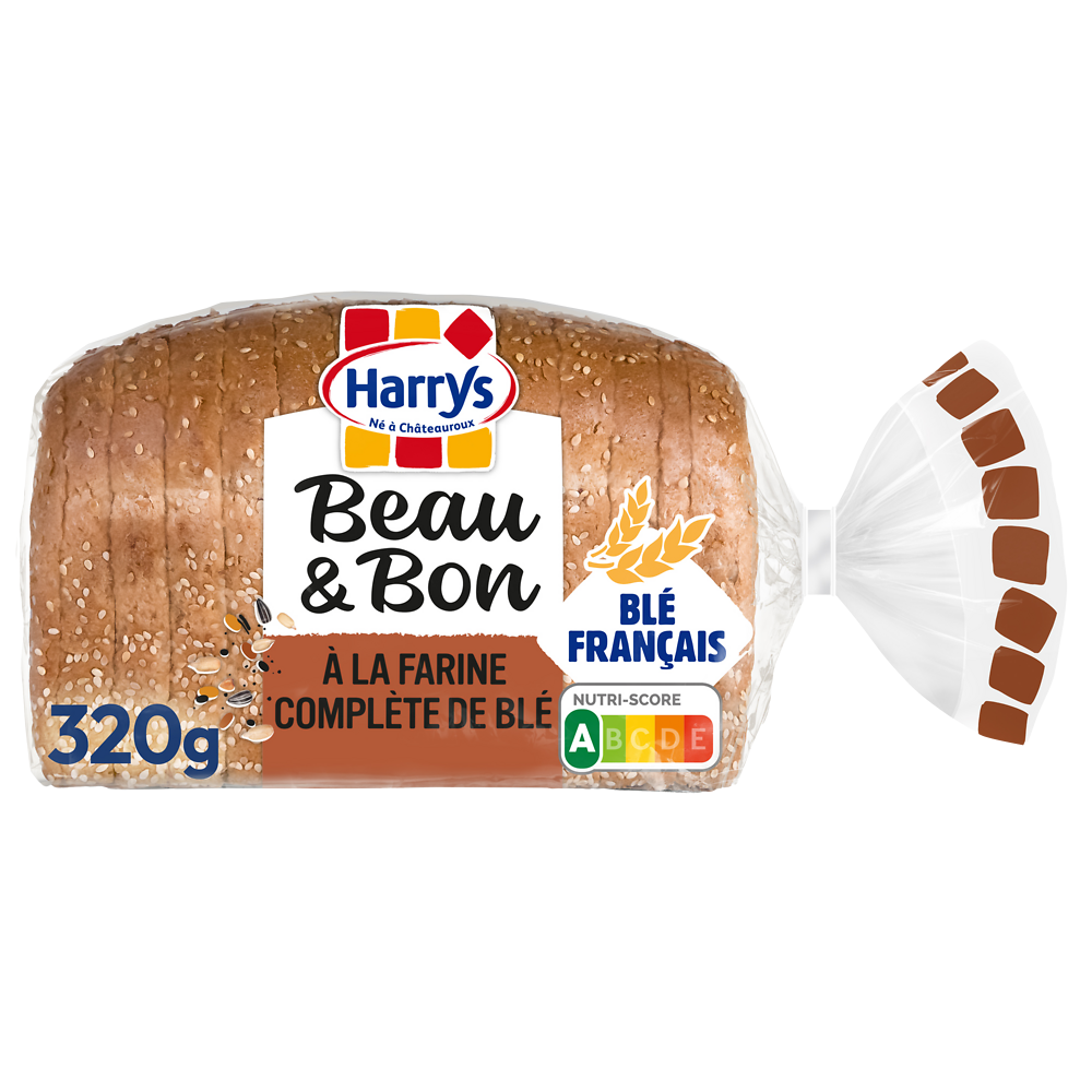 Pain de mie Beau & Bon Complet Lin Tournesol sans additifs HARRYS - 320g