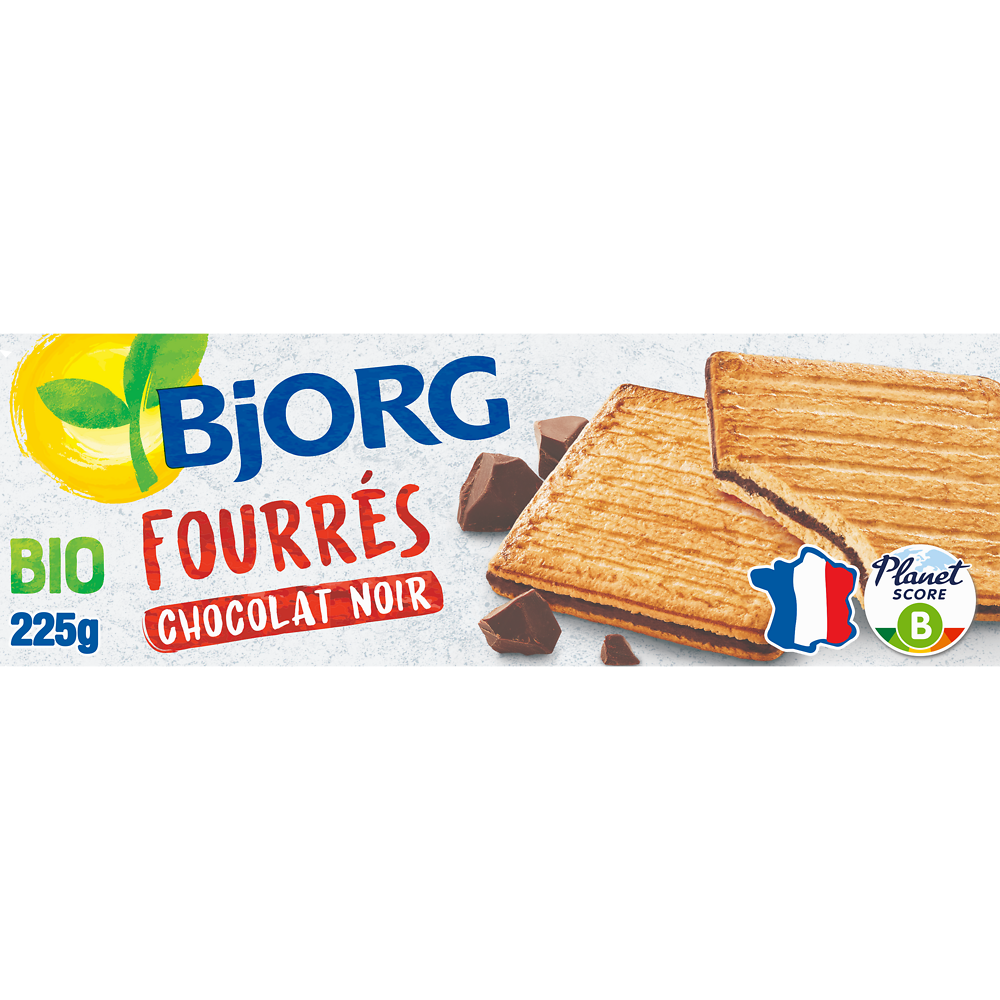 Biscuits fourrés Bio Chocolat noir BJORG - Paquet 225g