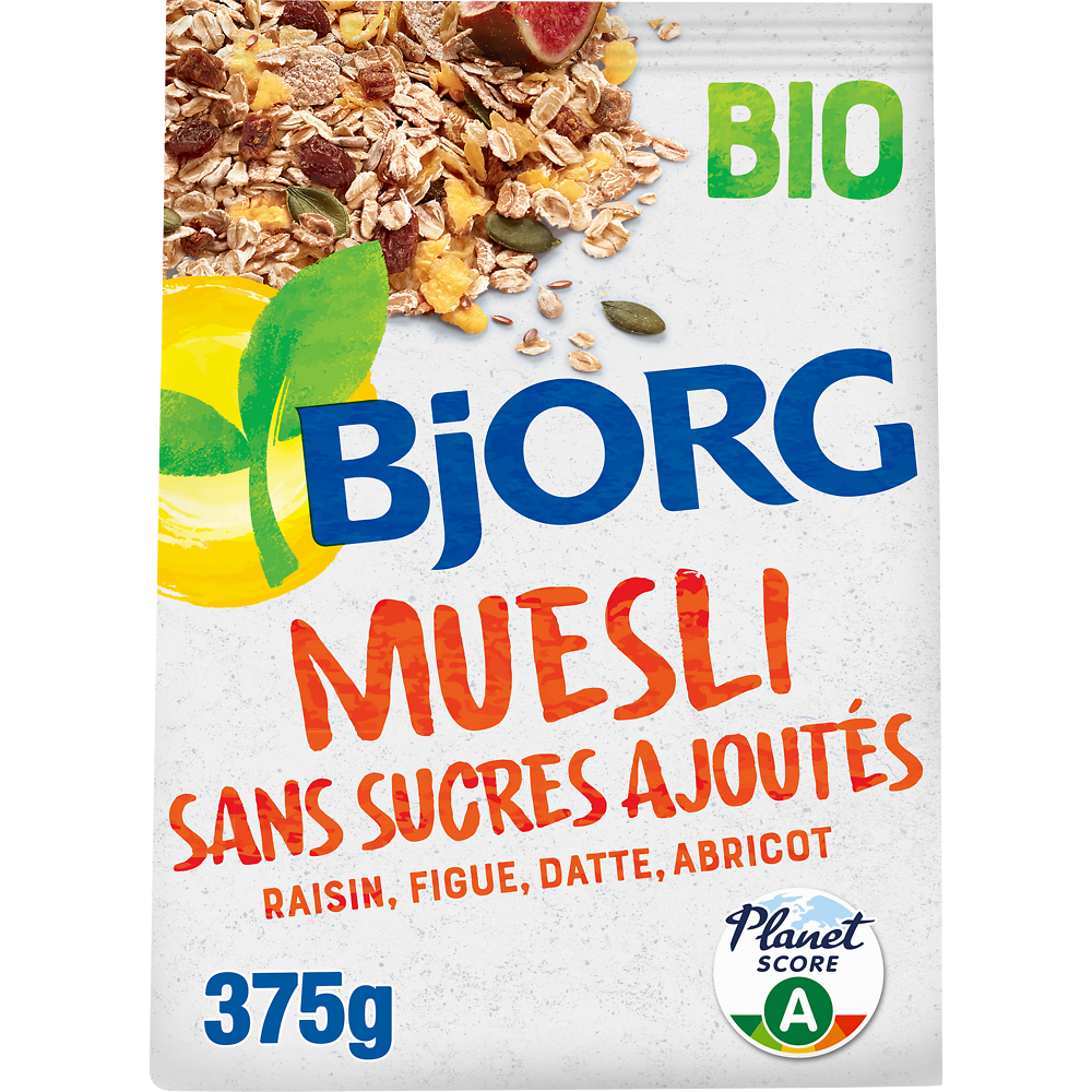 Muesli bio sans sucre ajouté BJORG, 375g