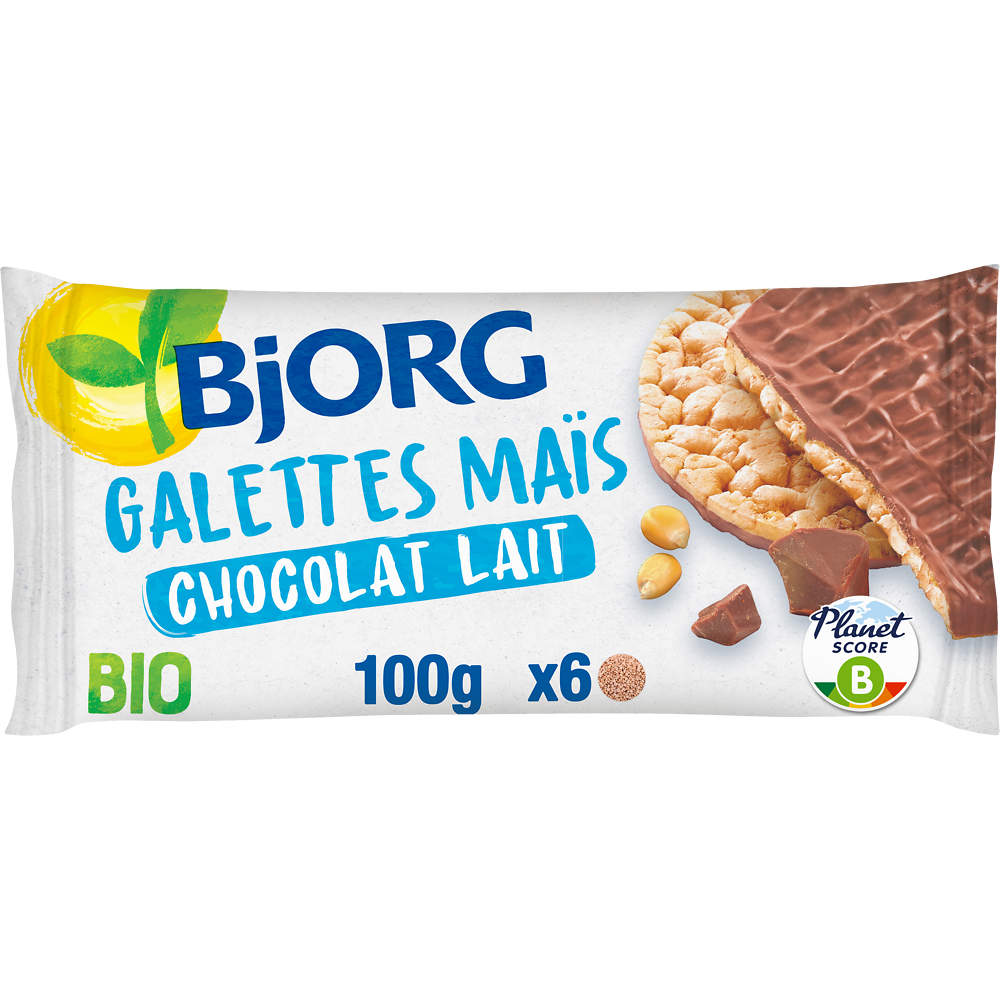 Galettes maïs Chocolat au lait BIO Sans gluten BJORG - Paquet de  100g