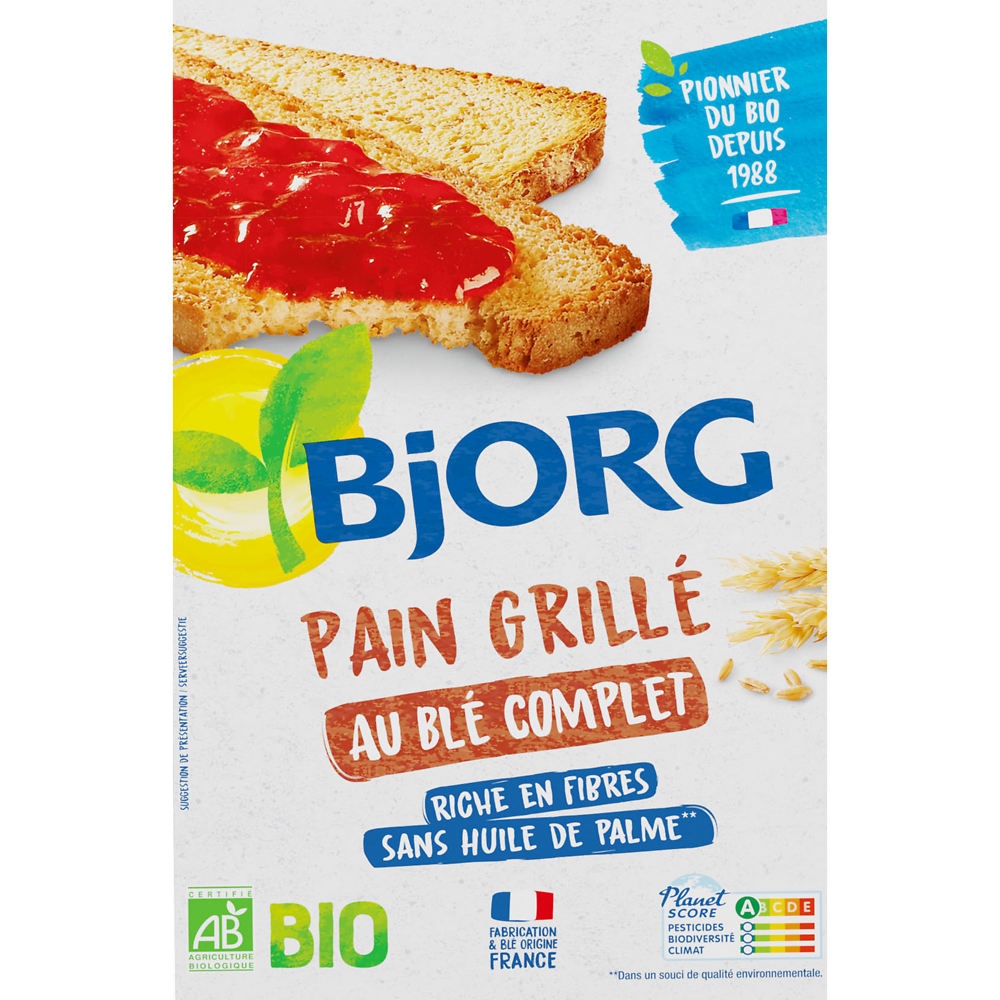 Pain grillé Blé complet BIO BJORG - Paquet de  250g