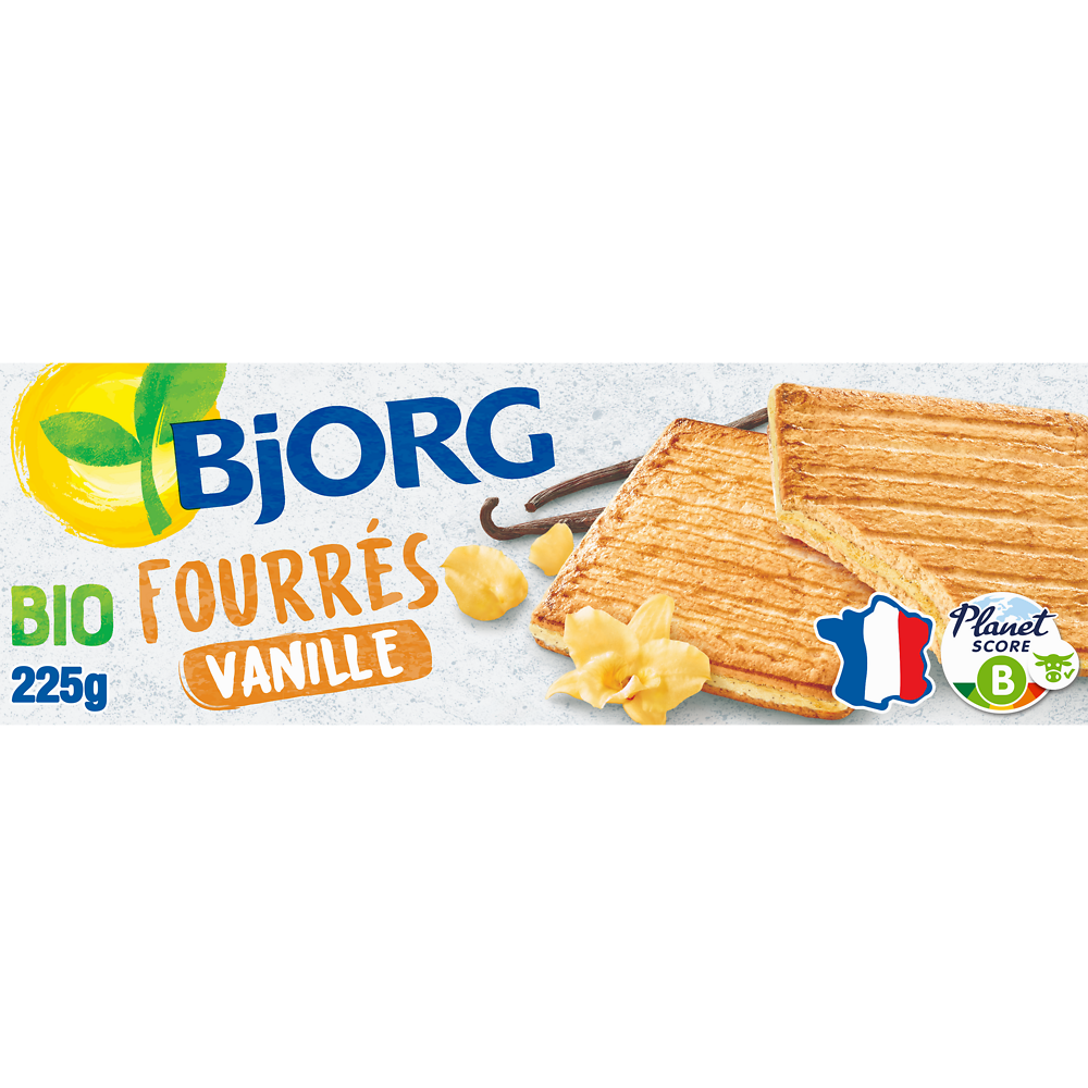 Biscuits fourrés Bio à la vanille BJORG - Paquet 225g