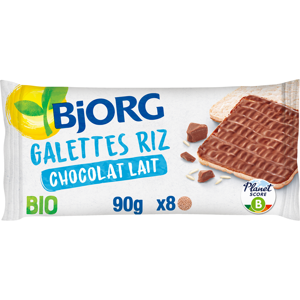 Galettes de riz Chocolat au lait BIO Sans gluten BJORG - Paquet de  90g